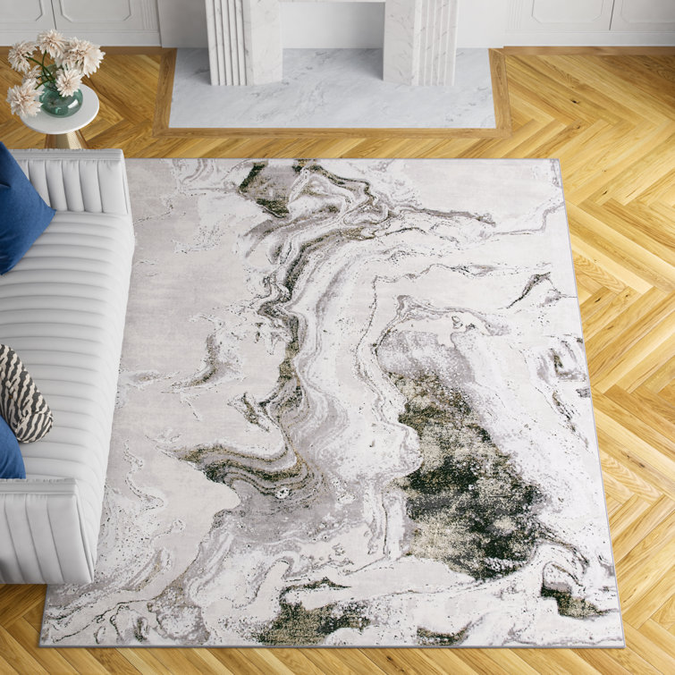 Etta Avenue™ Kira Abstract Gray/Gold Area Rug & Reviews Wayfair